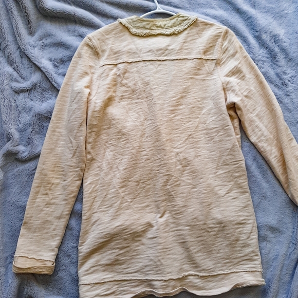 Eddie Bauer Beige Long Cardigan Cotton ruffle raw hem medium - Picture 2 of 7